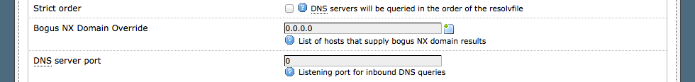 Listening port for inbound DNS queries set to 0