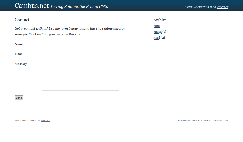 Zotonic - Contact Form