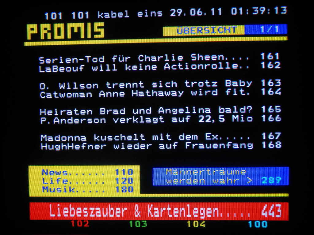 Teletext Kabel eins