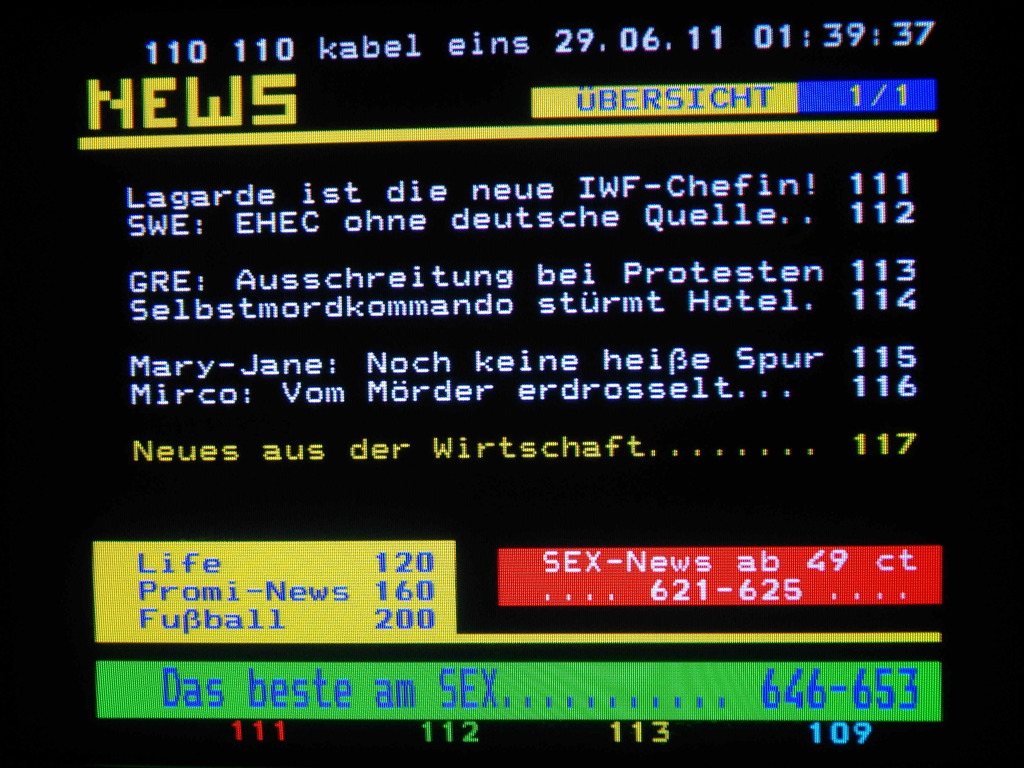 Teletext Kabel eins