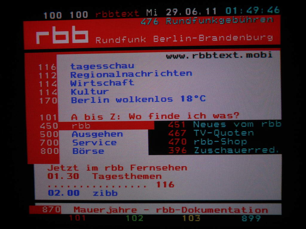 Teletext rbb Fernsehen